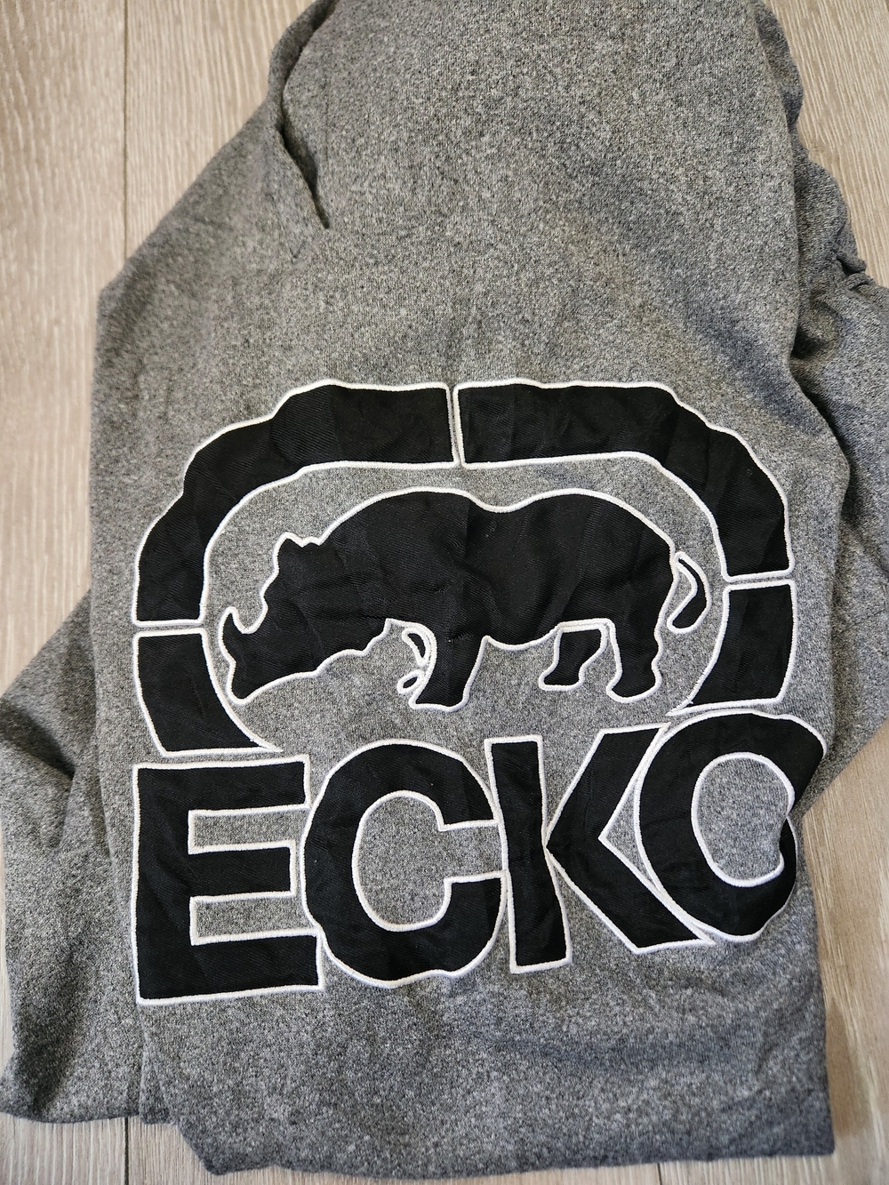 Y2K Ecko Unltd Mens XL Gray Fleece Jogger Sweatpants Big Logo Rhino Graphic
